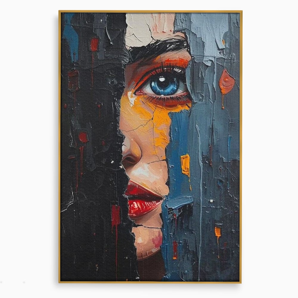 Tablou Canvas Premium, LuxCanva® P1029, Franturi de Dorinta, Privire, Misterios, Ochi, Albastru, Frumusete, Femeie, Magnetism, Dormitor, Living