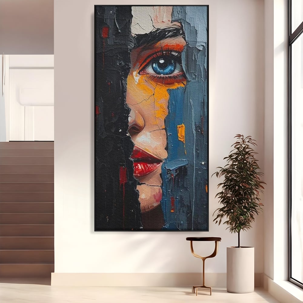 Tablou Canvas Premium, LuxCanva® P1029, Franturi de Dorinta, Privire, Misterios, Ochi, Albastru, Frumusete, Femeie, Magnetism, Dormitor, Living