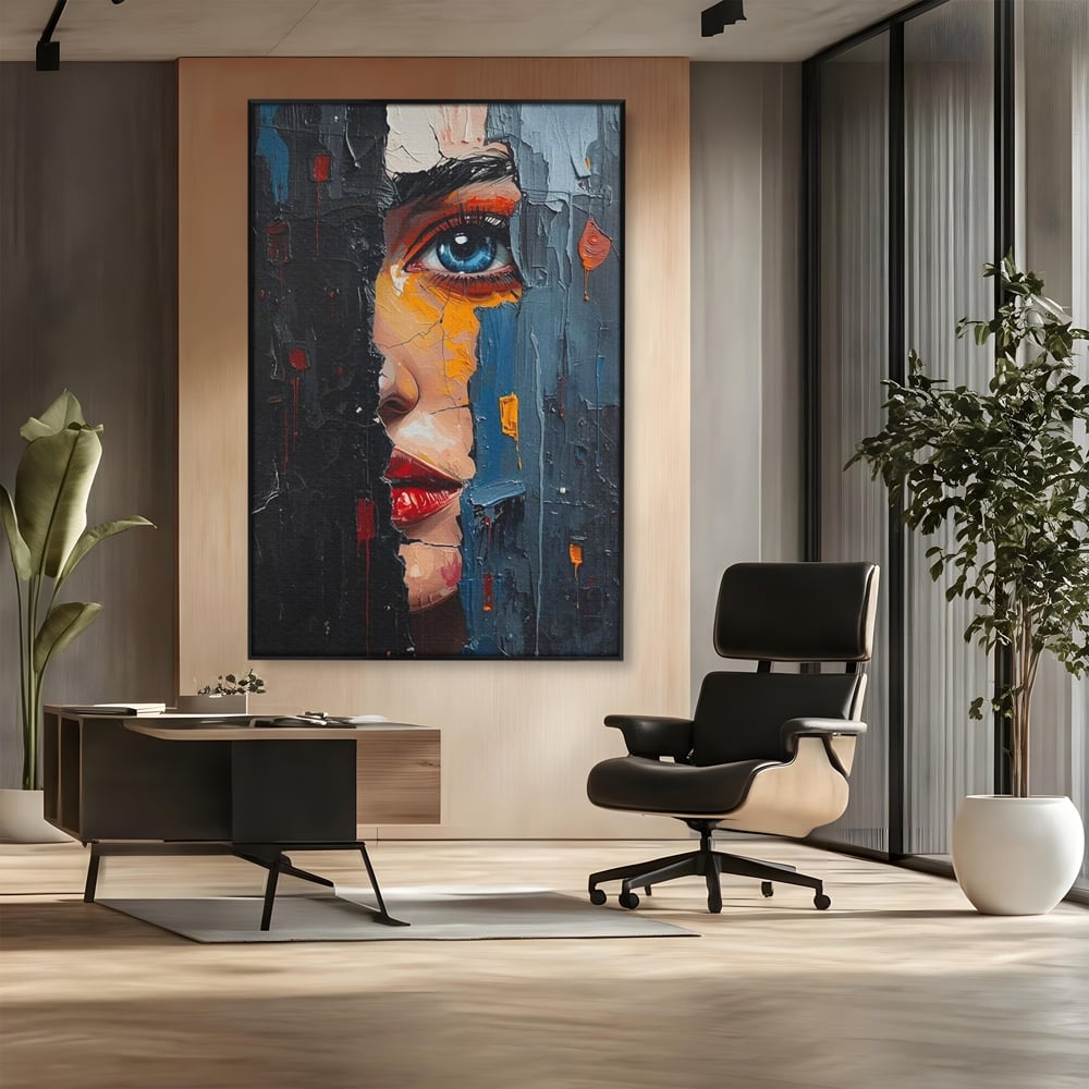 Tablou Canvas Premium, LuxCanva® P1029, Franturi de Dorinta, Privire, Misterios, Ochi, Albastru, Frumusete, Femeie, Magnetism, Dormitor, Living