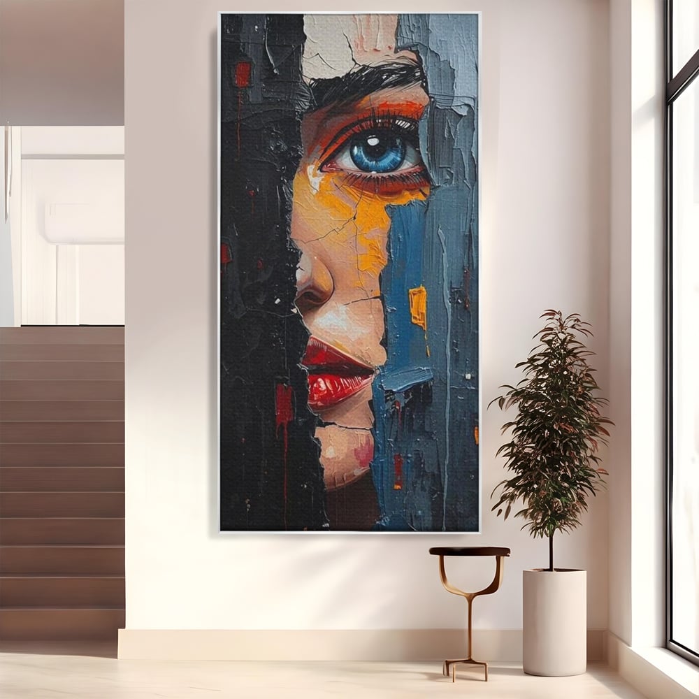 Tablou Canvas Premium, LuxCanva® P1029, Franturi de Dorinta, Privire, Misterios, Ochi, Albastru, Frumusete, Femeie, Magnetism, Dormitor, Living