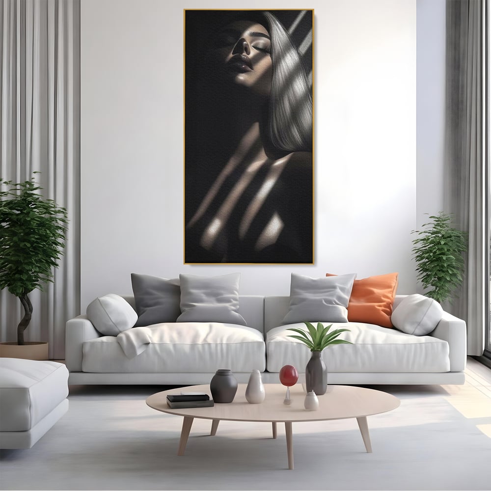 Tablou Canvas Premium, LuxCanva® P1031, Euforia Trupului, Feminitate, Seductie, Umbra, Lumina, Silueta, Sexy, Atractie, Dorinta, Dormitor, Living