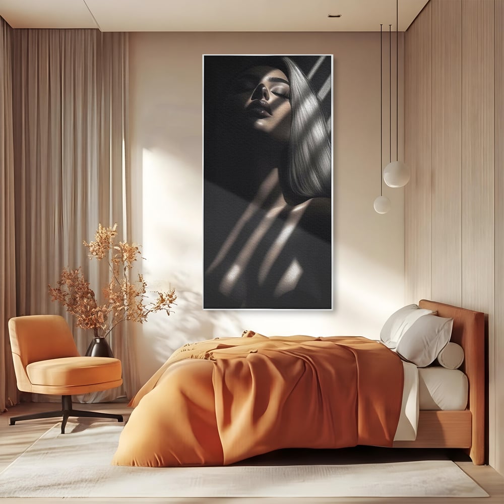 Tablou Canvas Premium, LuxCanva® P1031, Euforia Trupului, Feminitate, Seductie, Umbra, Lumina, Silueta, Sexy, Atractie, Dorinta, Dormitor, Living
