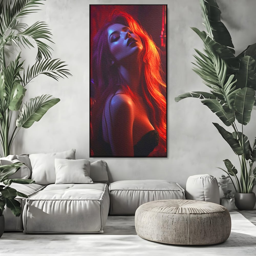 Tablou Canvas Premium, LuxCanva® P1032, Seductie Fierbinte, Frumusete, Femeie, Sexy, Senzual, Foc, Caldura, Flacari, Lumina, Mister, Dormitor, Living