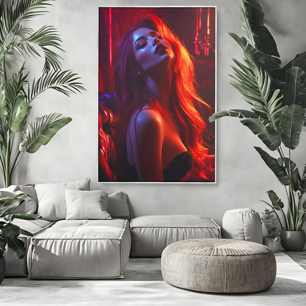 Tablou Canvas Premium, LuxCanva® P1032, Seductie Fierbinte, Frumusete, Femeie, Sexy, Senzual, Foc, Caldura, Flacari, Lumina, Mister, Dormitor, Living