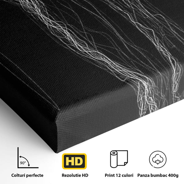 Leinwand Premium Canvas Wandkunst, LuxCanva® P1033, Himmelfahrt des Körpers, Weiß, Schwarz, Linien, Abstrakt, Abstrakt, Frau, Silhouette, Sexy, Silhouette, Umriss, Umriss, künstlerisch, Schlafzimmer, Wohnzimmer