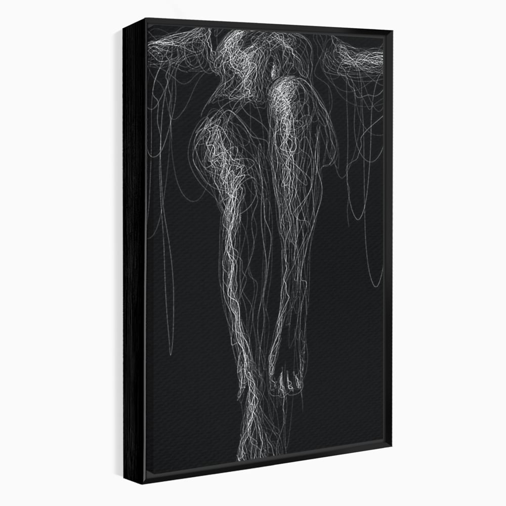 Leinwand Premium Canvas Wandkunst, LuxCanva® P1033, Himmelfahrt des Körpers, Weiß, Schwarz, Linien, Abstrakt, Abstrakt, Frau, Silhouette, Sexy, Silhouette, Umriss, Umriss, künstlerisch, Schlafzimmer, Wohnzimmer