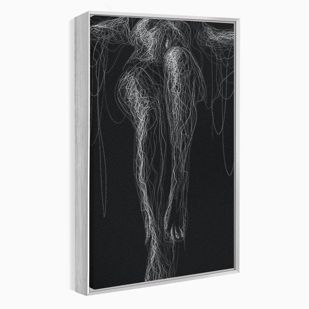 Leinwand Premium Canvas Wandkunst, LuxCanva® P1033, Himmelfahrt des Körpers, Weiß, Schwarz, Linien, Abstrakt, Abstrakt, Frau, Silhouette, Sexy, Silhouette, Umriss, Umriss, künstlerisch, Schlafzimmer, Wohnzimmer