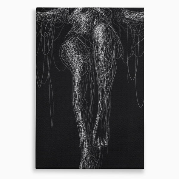 Leinwand Premium Canvas Wandkunst, LuxCanva® P1033, Himmelfahrt des Körpers, Weiß, Schwarz, Linien, Abstrakt, Abstrakt, Frau, Silhouette, Sexy, Silhouette, Umriss, Umriss, künstlerisch, Schlafzimmer, Wohnzimmer