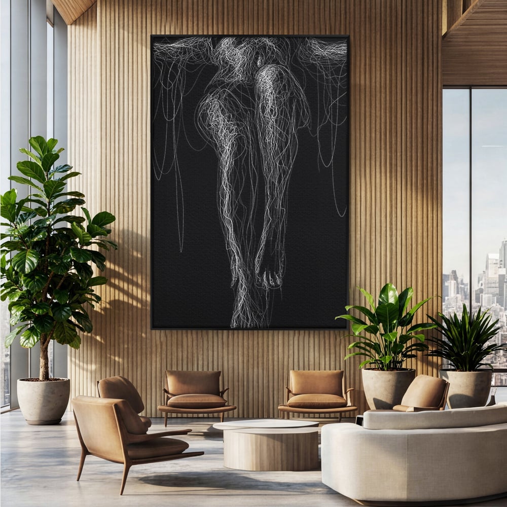Leinwand Premium Canvas Wandkunst, LuxCanva® P1033, Himmelfahrt des Körpers, Weiß, Schwarz, Linien, Abstrakt, Abstrakt, Frau, Silhouette, Sexy, Silhouette, Umriss, Umriss, künstlerisch, Schlafzimmer, Wohnzimmer