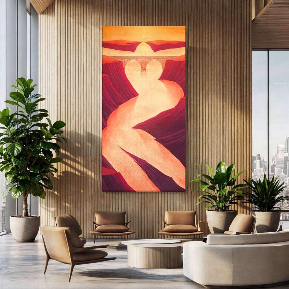 Tablou Canvas Premium, LuxCanva® P1035, Raul Dorintei, Trup, Silueta, Iluzie, Caldura, Apus, Lumina, Feminin, Intens, Dormitor, Living