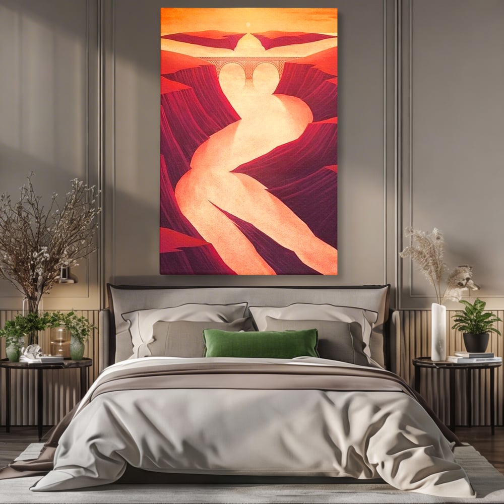 Tablou Canvas Premium, LuxCanva® P1035, Raul Dorintei, Trup, Silueta, Iluzie, Caldura, Apus, Lumina, Feminin, Intens, Dormitor, Living