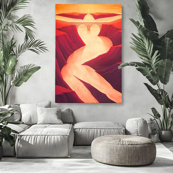 Tablou Canvas Premium, LuxCanva® P1035, Raul Dorintei, Trup, Silueta, Iluzie, Caldura, Apus, Lumina, Feminin, Intens, Dormitor, Living