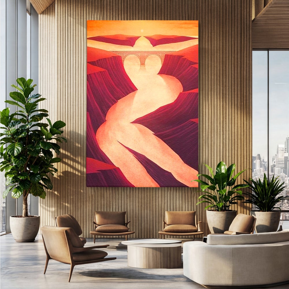 Tablou Canvas Premium, LuxCanva® P1035, Raul Dorintei, Trup, Silueta, Iluzie, Caldura, Apus, Lumina, Feminin, Intens, Dormitor, Living
