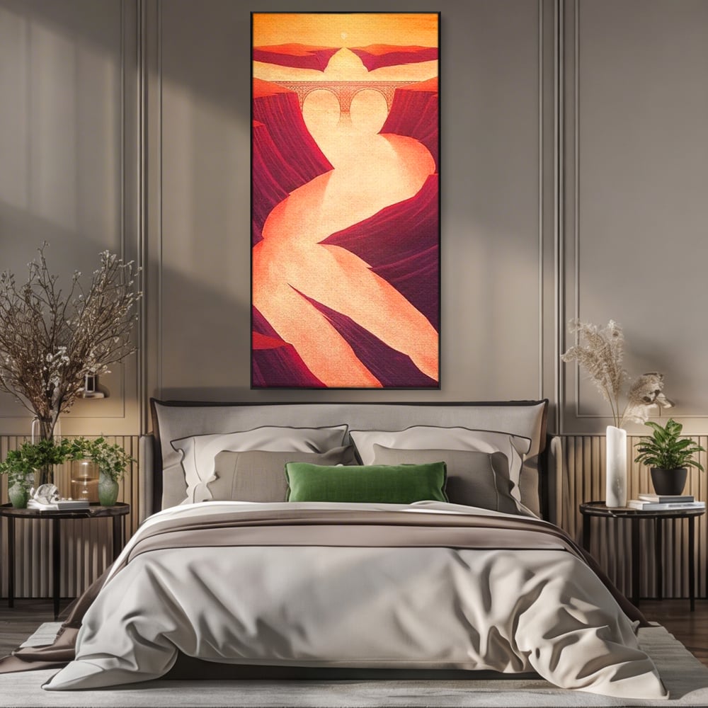 Tablou Canvas Premium, LuxCanva® P1035, Raul Dorintei, Trup, Silueta, Iluzie, Caldura, Apus, Lumina, Feminin, Intens, Dormitor, Living