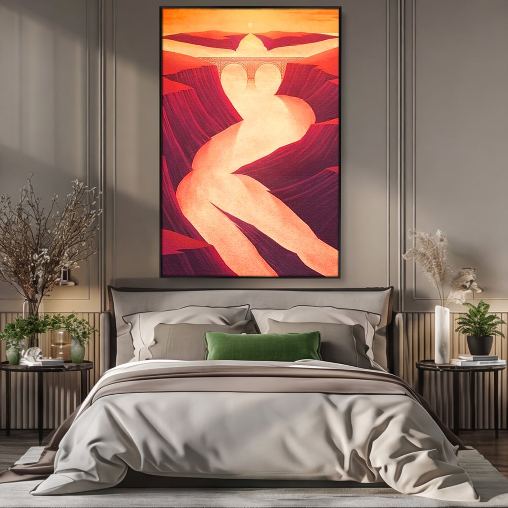 Tablou Canvas Premium, LuxCanva® P1035, Raul Dorintei, Trup, Silueta, Iluzie, Caldura, Apus, Lumina, Feminin, Intens, Dormitor, Living