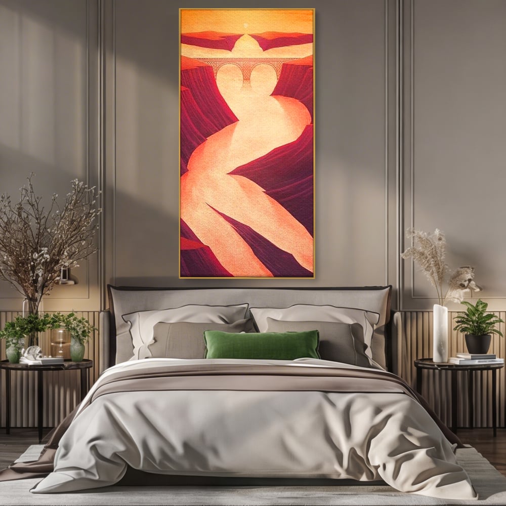 Tablou Canvas Premium, LuxCanva® P1035, Raul Dorintei, Trup, Silueta, Iluzie, Caldura, Apus, Lumina, Feminin, Intens, Dormitor, Living