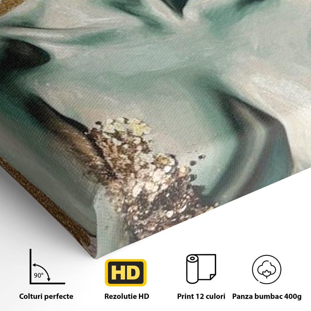 Tablou Canvas Premium, LuxCanva® P1036, Dorinta Inflorita, Floare, Roz, Trandafir, Auriu, Pastel, Femeie, Sexy, Finete, Dormitor, Living