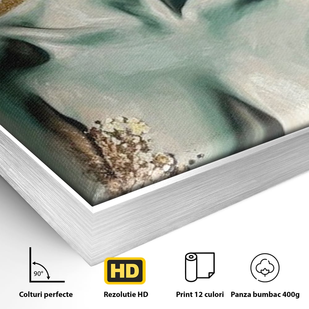 Tablou Canvas Premium, LuxCanva® P1036, Dorinta Inflorita, Floare, Roz, Trandafir, Auriu, Pastel, Femeie, Sexy, Finete, Dormitor, Living