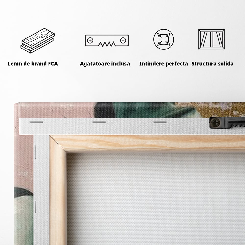 Tablou Canvas Premium, LuxCanva® P1036, Dorinta Inflorita, Floare, Roz, Trandafir, Auriu, Pastel, Femeie, Sexy, Finete, Dormitor, Living