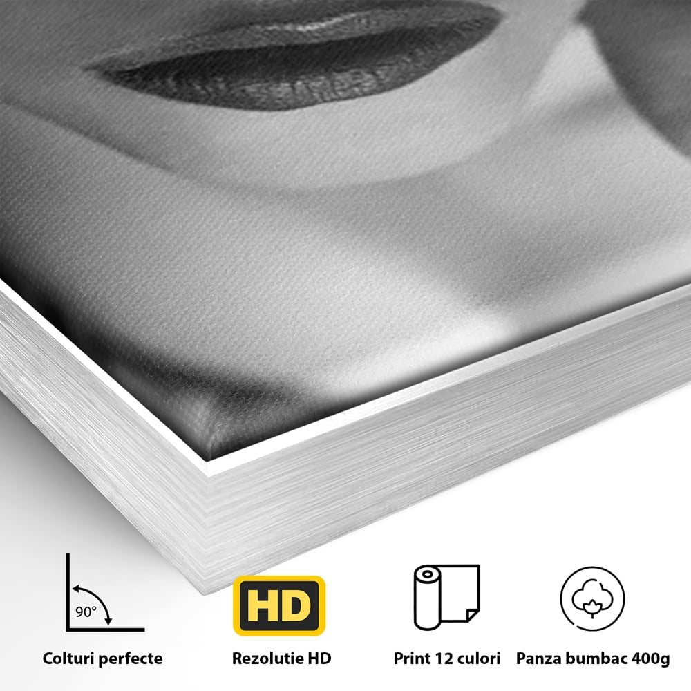 Tablou Canvas Premium, LuxCanva® P1037, Masca Pasională, Masca, Dantela, Negru, Monocrom, Senzualitate, Pasiune, Frumusete, Seducator, Mister, Dramatism, Living, Dormitor