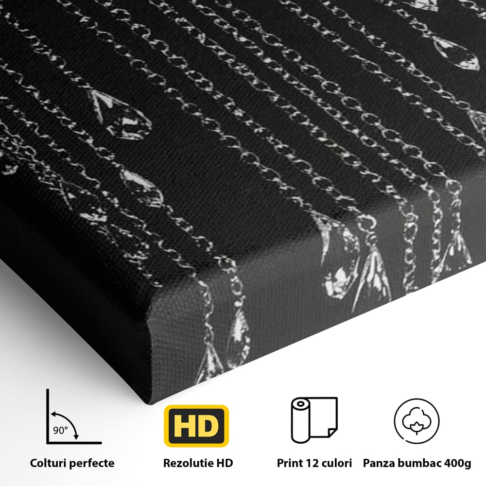 Tablou Canvas Premium, LuxCanva® P1041, Sub Ploaia de Diamante, Diamante, Ploaie, Regina, Cristal, Sclipire, Lanturi, Hipnotic, Sedinta, Fotomodel, Buze, Rosu, Living, Dormitor