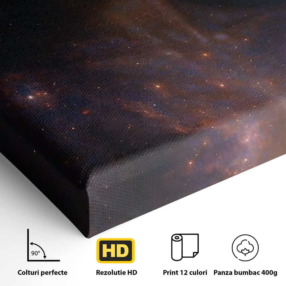 Leinwand Leinwand Wandkunst Premium, LuxCanva® P1043, In den Armen des Universums, Galaxie, Universum, Sterne, Glühen, Kosmisch, Stille, Geburt, Gelassenheit, Meditation, Frau, Ätherisch, Wohnen, Schlafzimmer