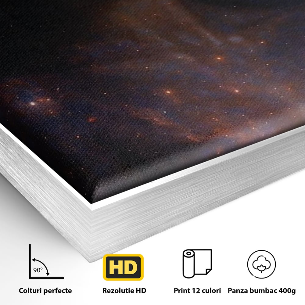 Leinwand Leinwand Wandkunst Premium, LuxCanva® P1043, In den Armen des Universums, Galaxie, Universum, Sterne, Glühen, Kosmisch, Stille, Geburt, Gelassenheit, Meditation, Frau, Ätherisch, Wohnen, Schlafzimmer