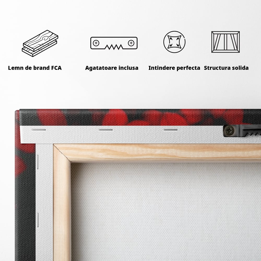 Tablou Canvas Premium, LuxCanva® P1046, Imparateasa in Negru si Rosu, Regina, Intunecat, Rosu, Coroana, Flori, Regal, Dramatic, Masca, Feminitate, Iubire, Living, Dormitor