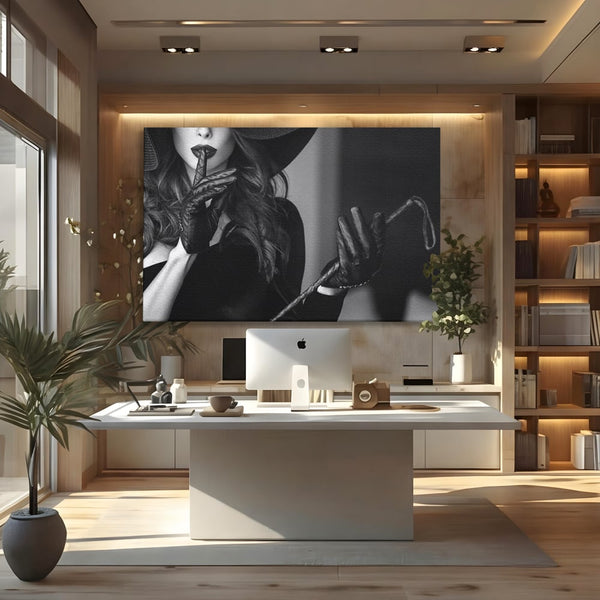 Tablou Canvas Premium, LuxCanva® P1047, Puterea din Mănuși, Autoritate, Manusi, Eleganta, Palarie, Putere, Feminina, Teatralitate, Senzualitate, Provocare, Sexy, Living, Dormitor