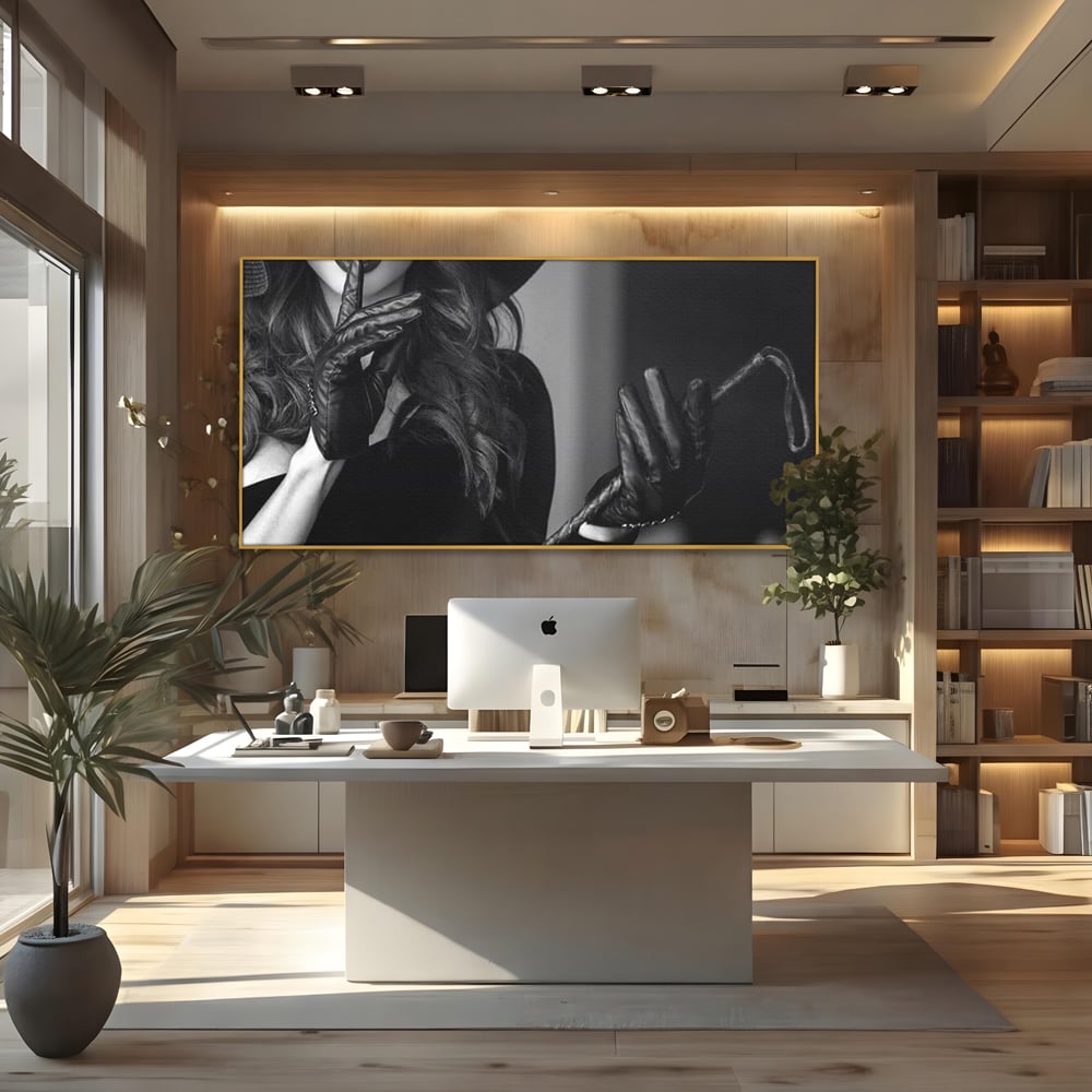 Tablou Canvas Premium, LuxCanva® P1047, Puterea din Mănuși, Autoritate, Manusi, Eleganta, Palarie, Putere, Feminina, Teatralitate, Senzualitate, Provocare, Sexy, Living, Dormitor