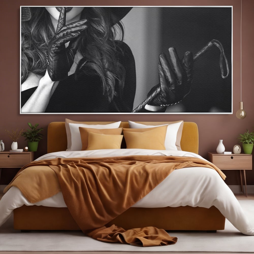 Tablou Canvas Premium, LuxCanva® P1047, Puterea din Mănuși, Autoritate, Manusi, Eleganta, Palarie, Putere, Feminina, Teatralitate, Senzualitate, Provocare, Sexy, Living, Dormitor
