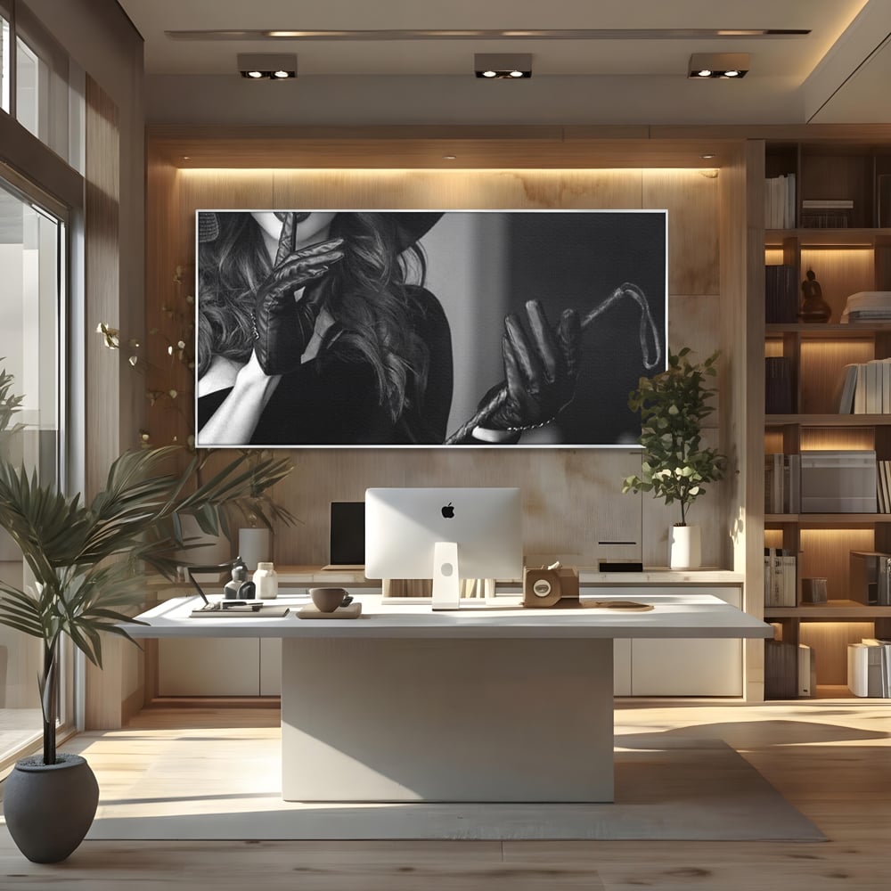 Tablou Canvas Premium, LuxCanva® P1047, Puterea din Mănuși, Autoritate, Manusi, Eleganta, Palarie, Putere, Feminina, Teatralitate, Senzualitate, Provocare, Sexy, Living, Dormitor