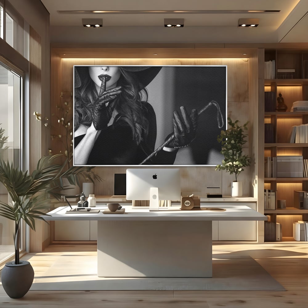 Tablou Canvas Premium, LuxCanva® P1047, Puterea din Mănuși, Autoritate, Manusi, Eleganta, Palarie, Putere, Feminina, Teatralitate, Senzualitate, Provocare, Sexy, Living, Dormitor