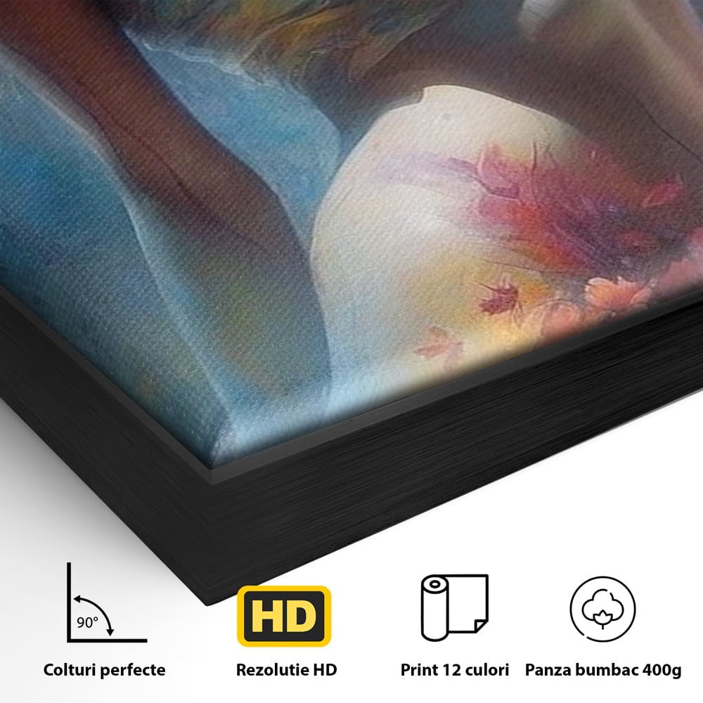 Tablou Canvas Premium, LuxCanva® P1048, Spiritul Primaverii, Lumina, Femeie, Vis, Renastere, Culori, Trup, Flori, Miscare, Armonie, Mistic, Emotie, Natura, Traire, Living, Dormitor
