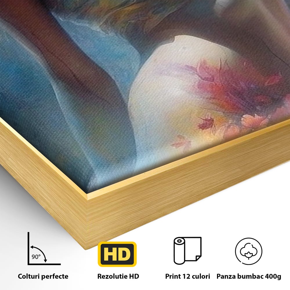 Tablou Canvas Premium, LuxCanva® P1048, Spiritul Primaverii, Lumina, Femeie, Vis, Renastere, Culori, Trup, Flori, Miscare, Armonie, Mistic, Emotie, Natura, Traire, Living, Dormitor