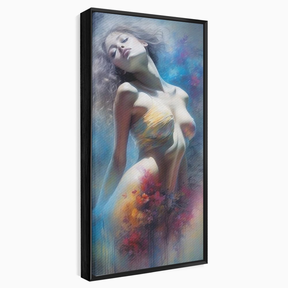 Tablou Canvas Premium, LuxCanva® P1048, Spiritul Primaverii, Lumina, Femeie, Vis, Renastere, Culori, Trup, Flori, Miscare, Armonie, Mistic, Emotie, Natura, Traire, Living, Dormitor