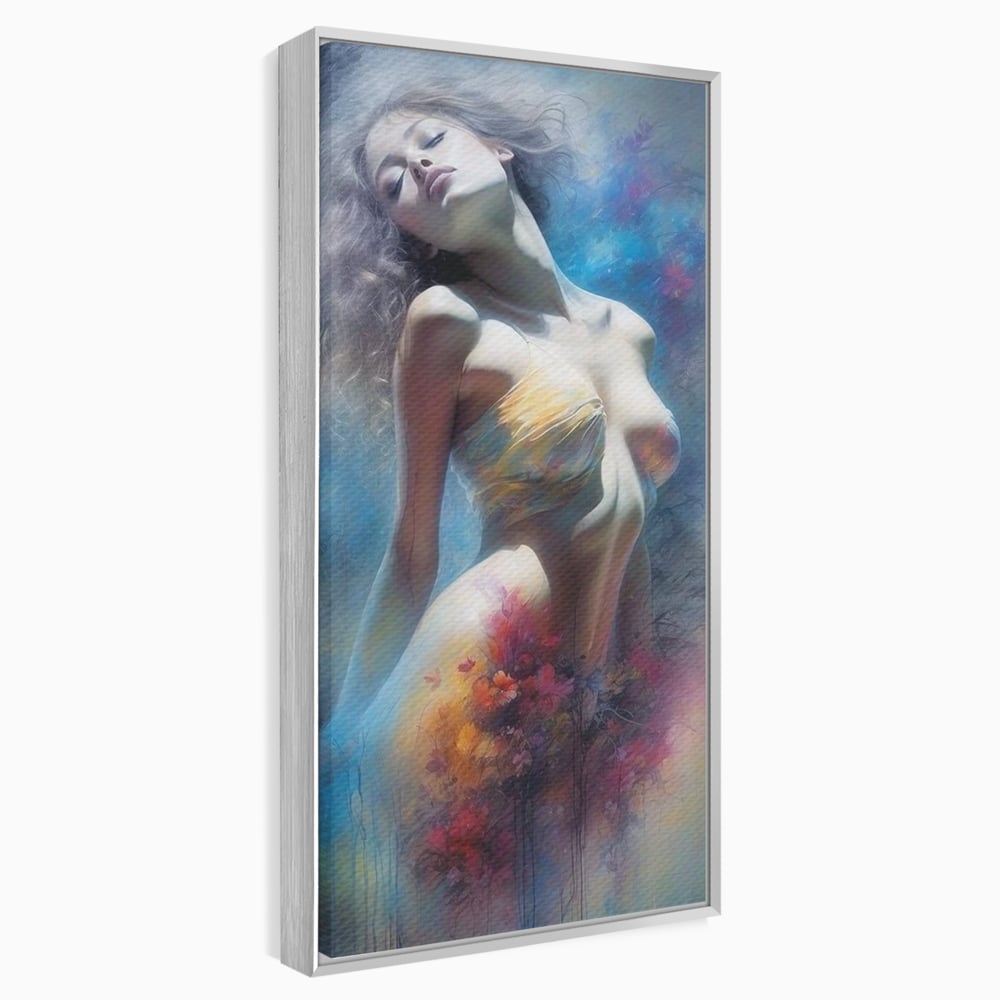 Tablou Canvas Premium, LuxCanva® P1048, Spiritul Primaverii, Lumina, Femeie, Vis, Renastere, Culori, Trup, Flori, Miscare, Armonie, Mistic, Emotie, Natura, Traire, Living, Dormitor