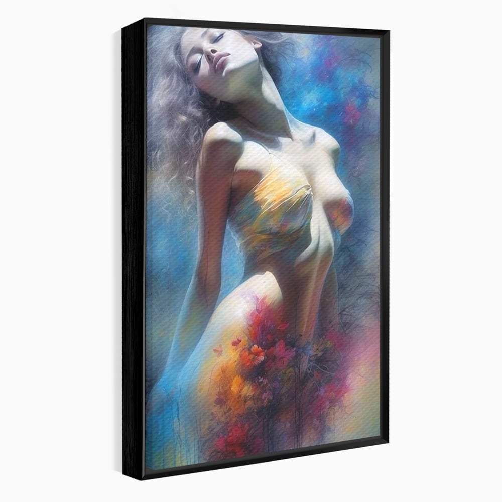 Tablou Canvas Premium, LuxCanva® P1048, Spiritul Primaverii, Lumina, Femeie, Vis, Renastere, Culori, Trup, Flori, Miscare, Armonie, Mistic, Emotie, Natura, Traire, Living, Dormitor