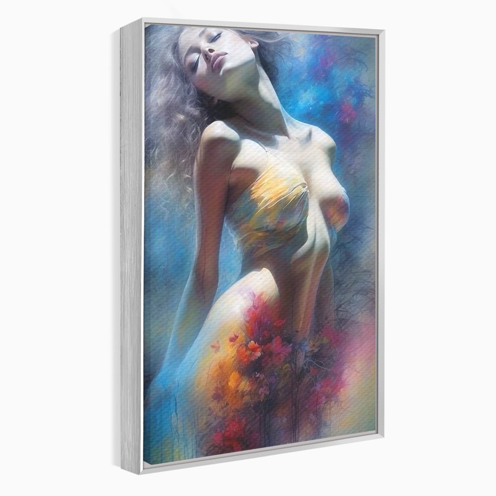 Tablou Canvas Premium, LuxCanva® P1048, Spiritul Primaverii, Lumina, Femeie, Vis, Renastere, Culori, Trup, Flori, Miscare, Armonie, Mistic, Emotie, Natura, Traire, Living, Dormitor