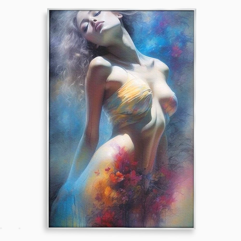 Tablou Canvas Premium, LuxCanva® P1048, Spiritul Primaverii, Lumina, Femeie, Vis, Renastere, Culori, Trup, Flori, Miscare, Armonie, Mistic, Emotie, Natura, Traire, Living, Dormitor