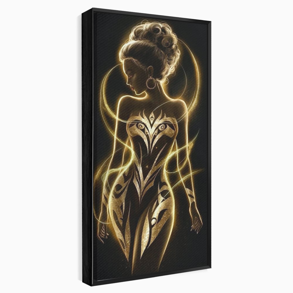 Tablou Canvas Premium, LuxCanva® P1049, Dansul Aurului, Regina, Lumina, Silueta, Divin, Spirit, Aurora, Feminitate, Energie, Solar, Regal, Trup, Sacru, Gratie, Cosmic, Living, Dormitor