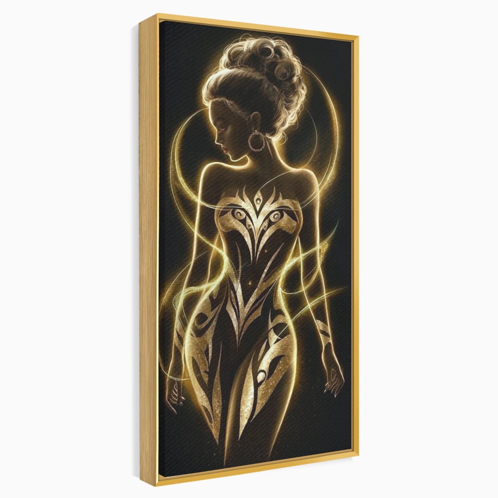 Tablou Canvas Premium, LuxCanva® P1049, Dansul Aurului, Regina, Lumina, Silueta, Divin, Spirit, Aurora, Feminitate, Energie, Solar, Regal, Trup, Sacru, Gratie, Cosmic, Living, Dormitor