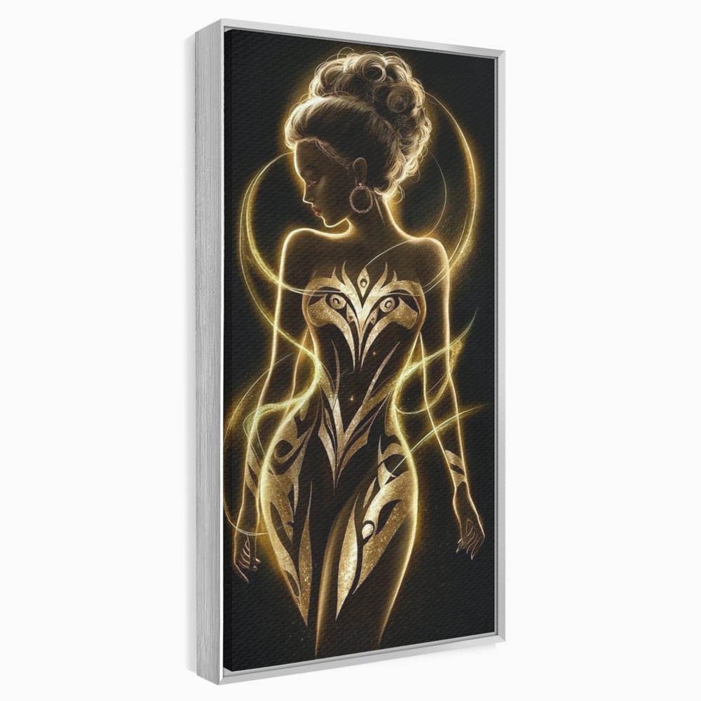 Tablou Canvas Premium, LuxCanva® P1049, Dansul Aurului, Regina, Lumina, Silueta, Divin, Spirit, Aurora, Feminitate, Energie, Solar, Regal, Trup, Sacru, Gratie, Cosmic, Living, Dormitor