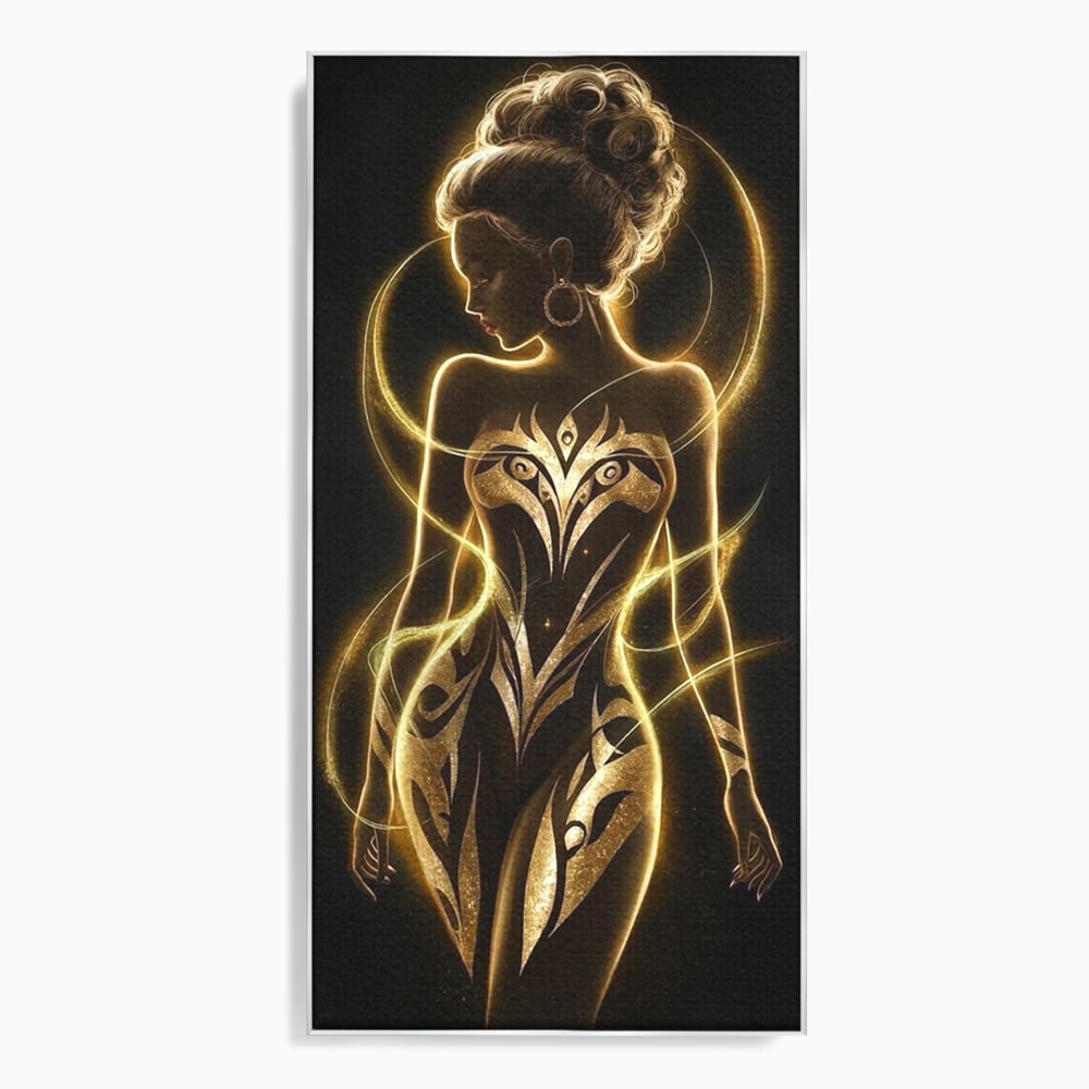 Tablou Canvas Premium, LuxCanva® P1049, Dansul Aurului, Regina, Lumina, Silueta, Divin, Spirit, Aurora, Feminitate, Energie, Solar, Regal, Trup, Sacru, Gratie, Cosmic, Living, Dormitor