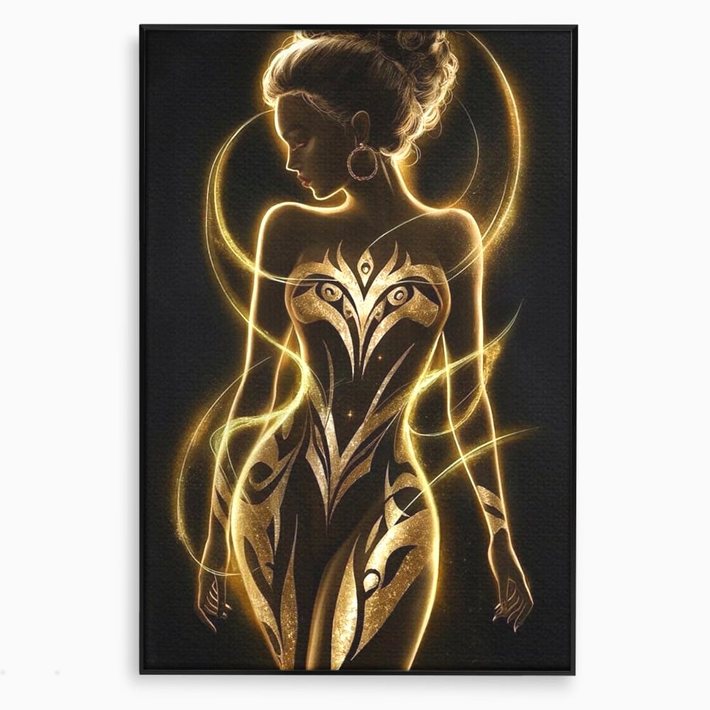 Tablou Canvas Premium, LuxCanva® P1049, Dansul Aurului, Regina, Lumina, Silueta, Divin, Spirit, Aurora, Feminitate, Energie, Solar, Regal, Trup, Sacru, Gratie, Cosmic, Living, Dormitor