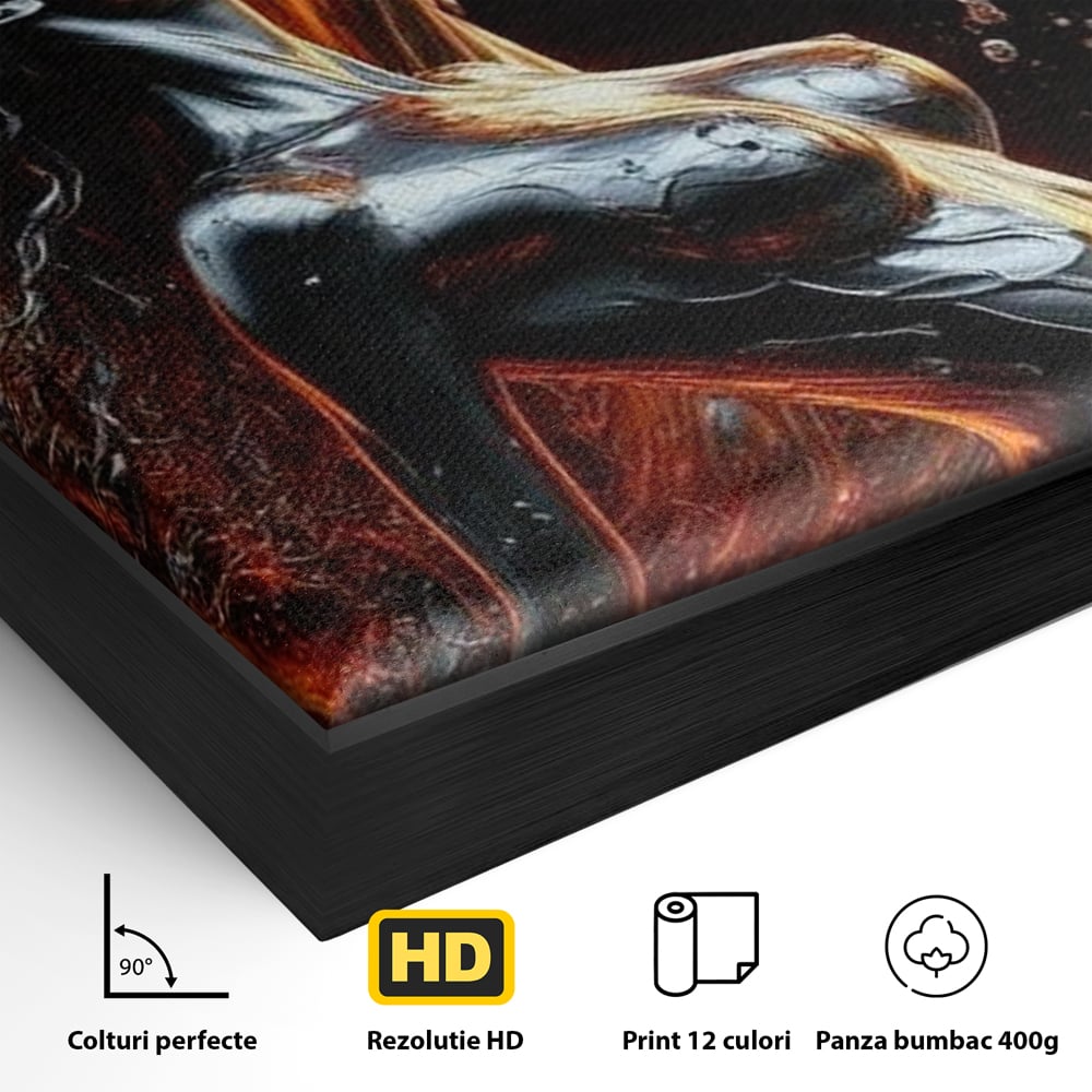 Tablou Canvas Premium, LuxCanva® P1050, Spirit Animalic, Foc, Armasar, Renastere, Jar, Metal, Elemental, Vulcanic, Infern, Apa, Contrast, Mistic, Intensitate, Dorinta, Living, Dormitor
