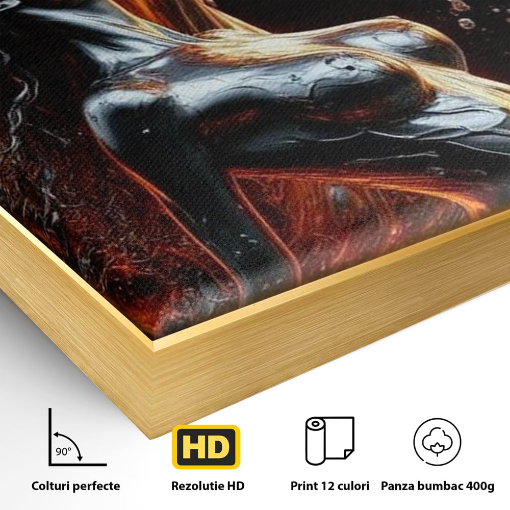 Tablou Canvas Premium, LuxCanva® P1050, Spirit Animalic, Foc, Armasar, Renastere, Jar, Metal, Elemental, Vulcanic, Infern, Apa, Contrast, Mistic, Intensitate, Dorinta, Living, Dormitor