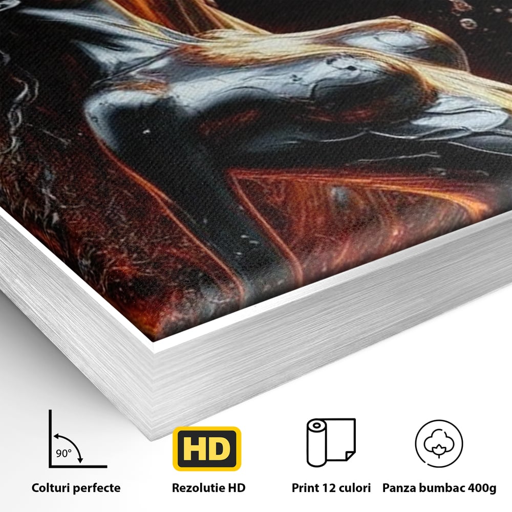 Tablou Canvas Premium, LuxCanva® P1050, Spirit Animalic, Foc, Armasar, Renastere, Jar, Metal, Elemental, Vulcanic, Infern, Apa, Contrast, Mistic, Intensitate, Dorinta, Living, Dormitor