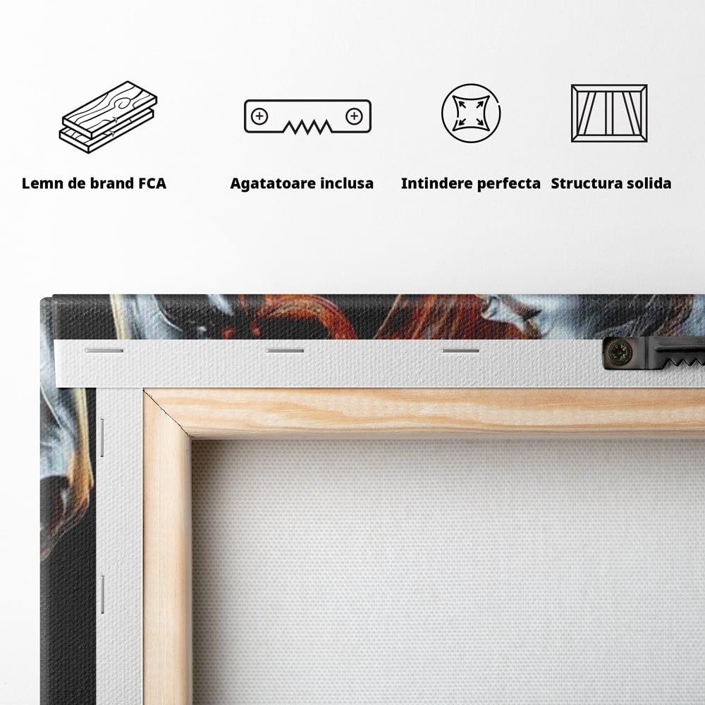 Tablou Canvas Premium, LuxCanva® P1050, Spirit Animalic, Foc, Armasar, Renastere, Jar, Metal, Elemental, Vulcanic, Infern, Apa, Contrast, Mistic, Intensitate, Dorinta, Living, Dormitor