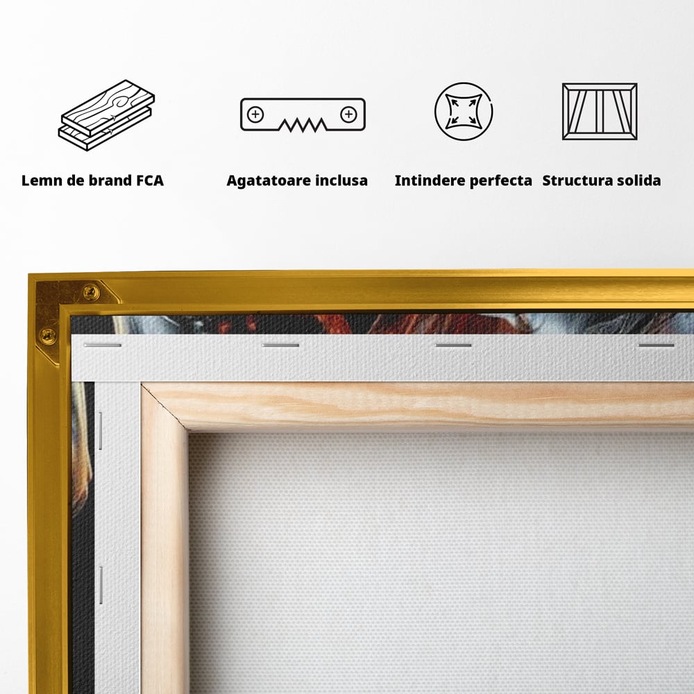 Tablou Canvas Premium, LuxCanva® P1050, Spirit Animalic, Foc, Armasar, Renastere, Jar, Metal, Elemental, Vulcanic, Infern, Apa, Contrast, Mistic, Intensitate, Dorinta, Living, Dormitor